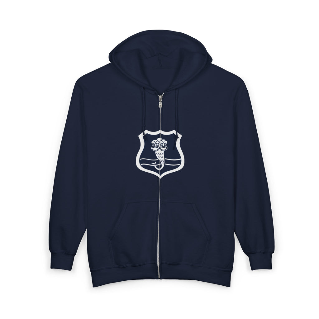 Caduceus Shield Zip Hoodie — Medical Staff Emblem Full‑Zip Sweatshirt