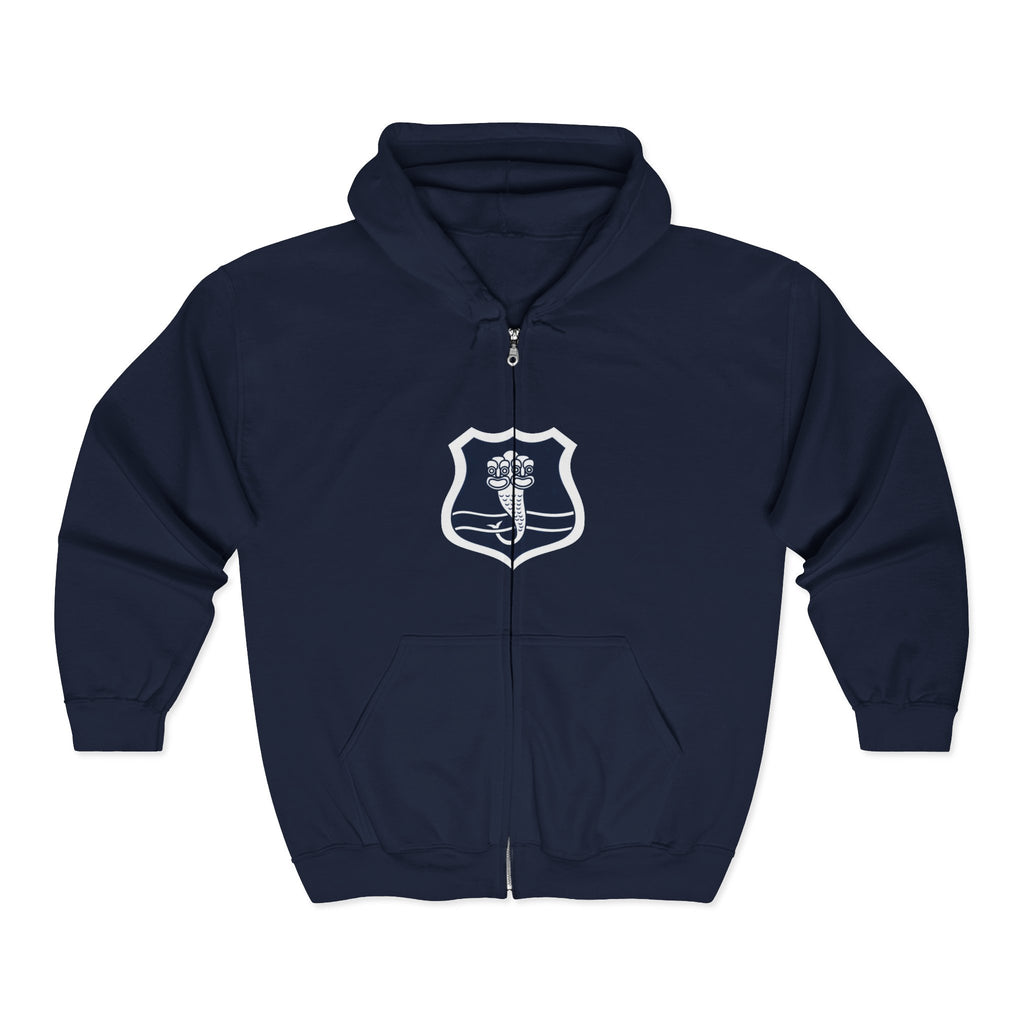 Caduceus Shield Zip Hoodie — Medical Staff Emblem Full‑Zip Sweatshirt