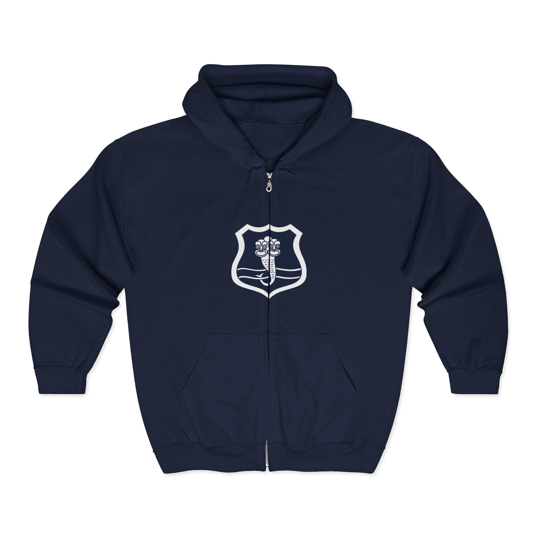 Caduceus Shield Zip Hoodie — Medical Staff Emblem Full‑Zip Sweatshirt