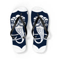 Navy Guardian Lion Flip Flops – Mythic Asian-Inspired Beach Sandals