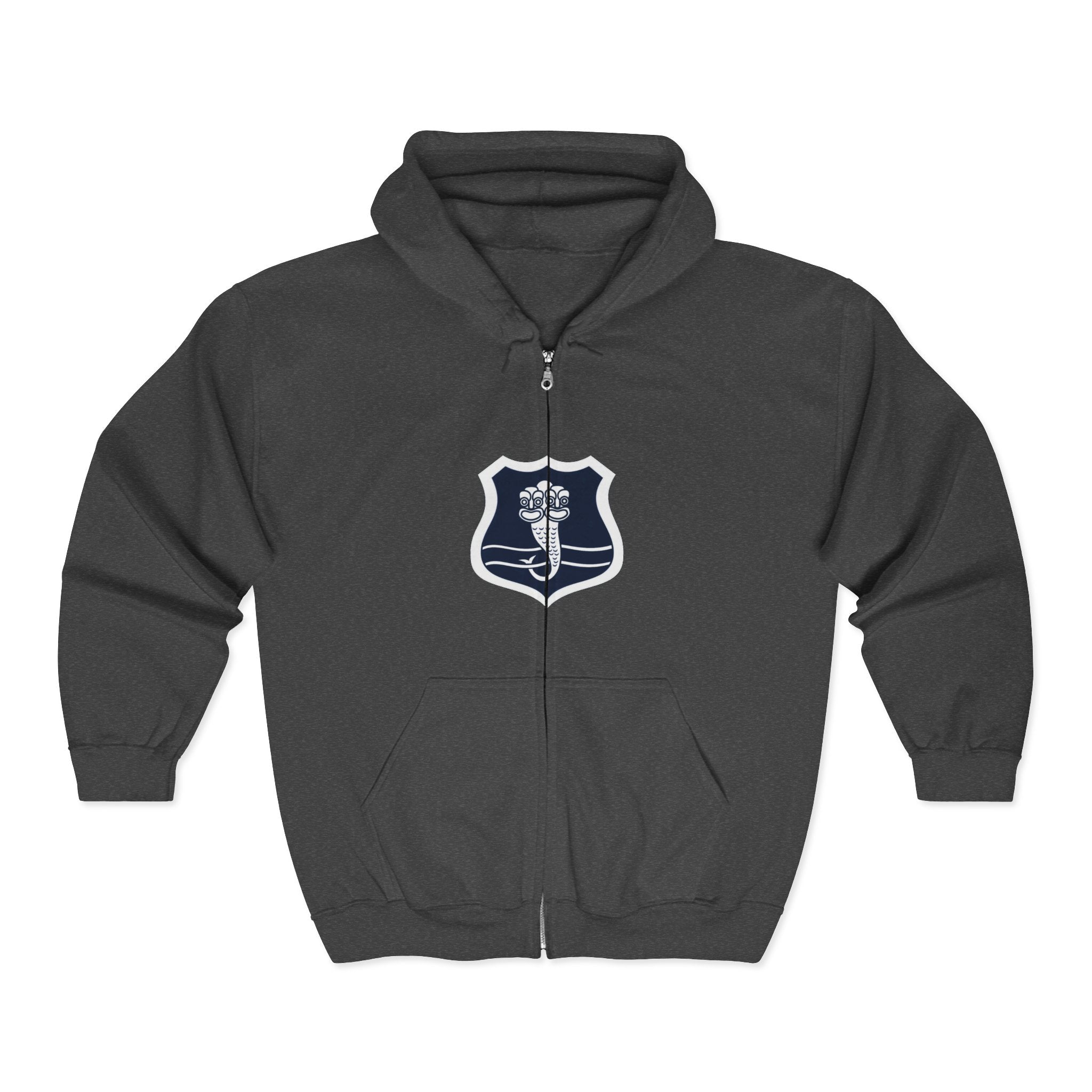 Caduceus Shield Zip Hoodie — Medical Staff Emblem Full‑Zip Sweatshirt