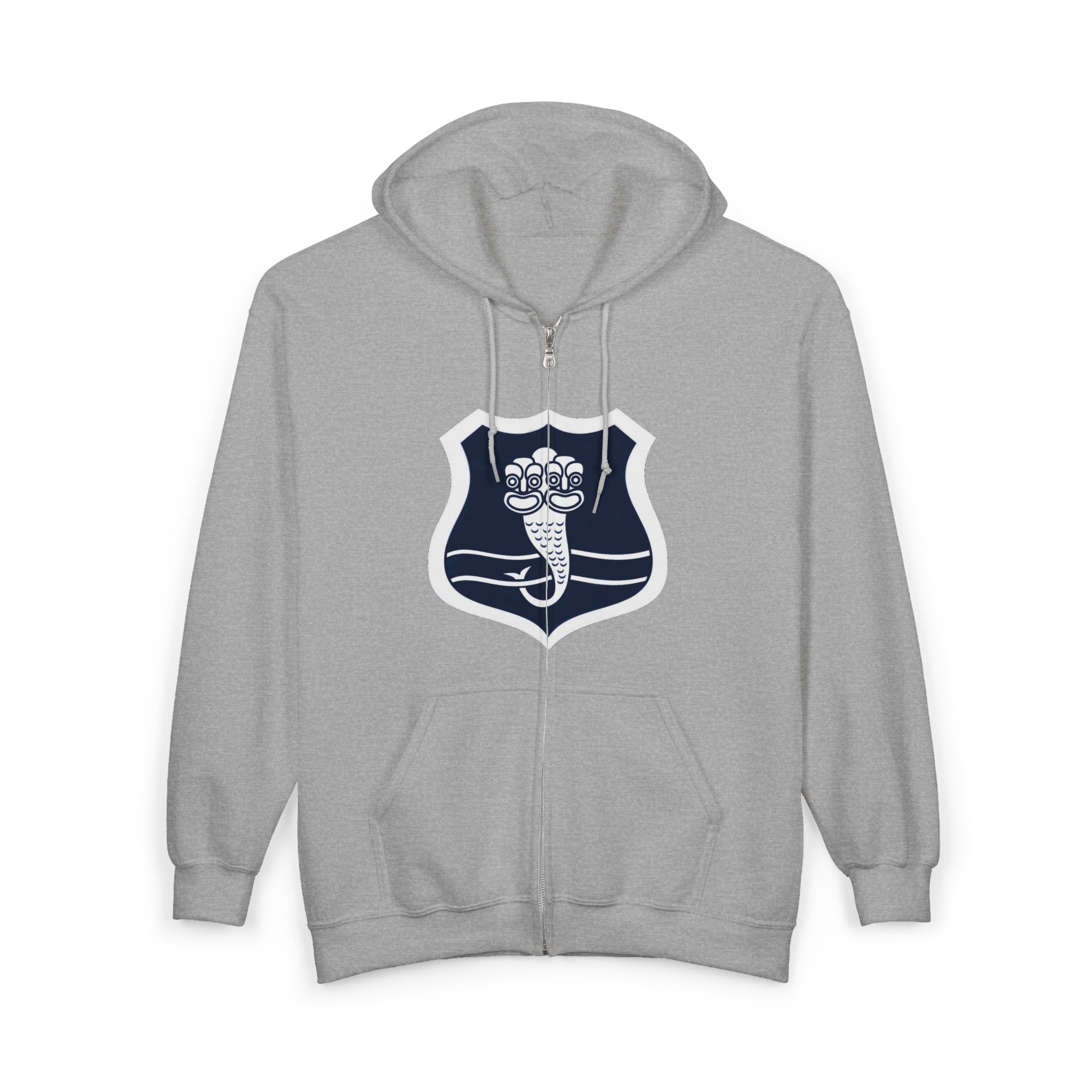 Caduceus Shield Zip Hoodie — Medical Staff Emblem Full‑Zip Sweatshirt
