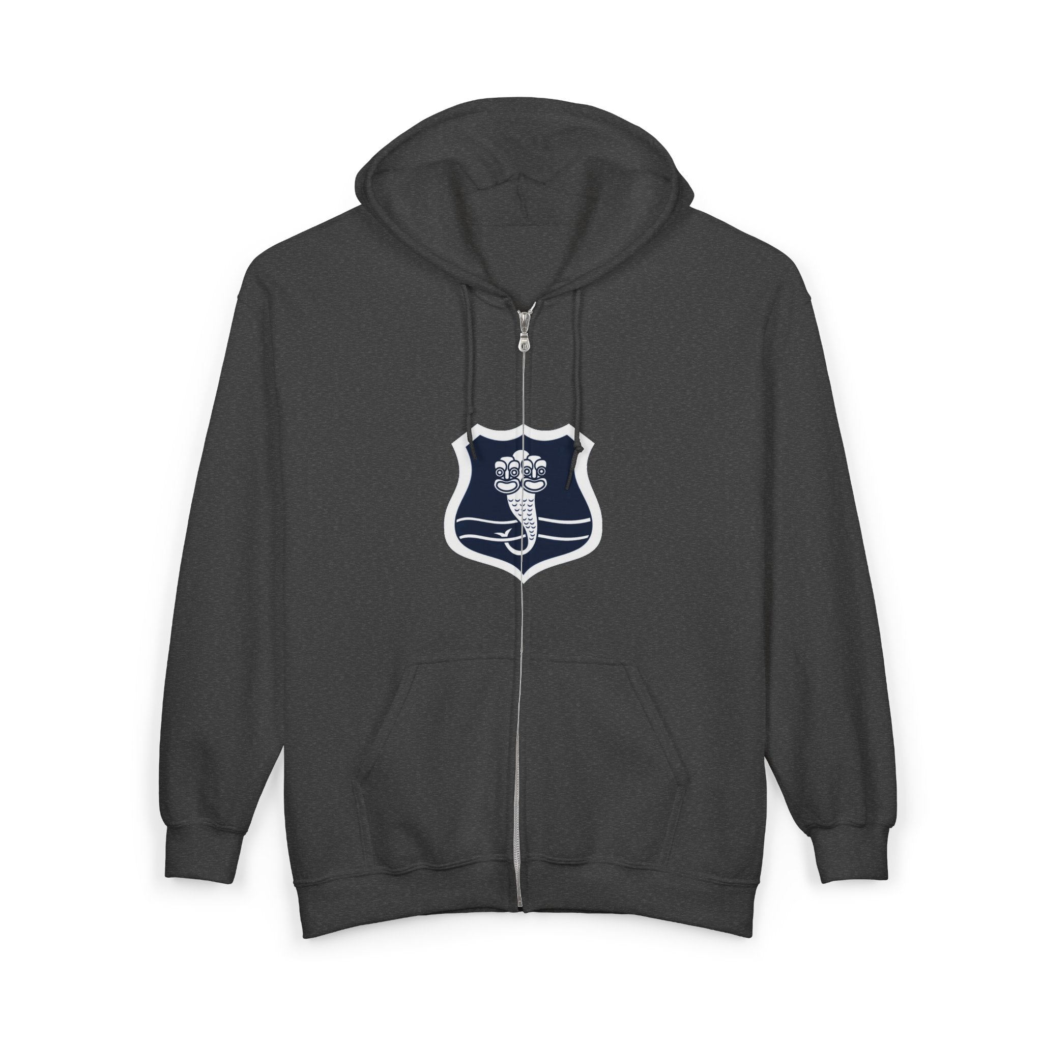 Caduceus Shield Zip Hoodie — Medical Staff Emblem Full‑Zip Sweatshirt