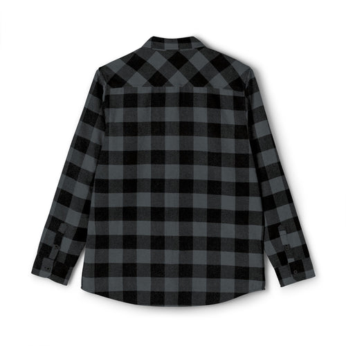 Black Gray Buffalo Plaid Flannel Shirt with Shield Patch