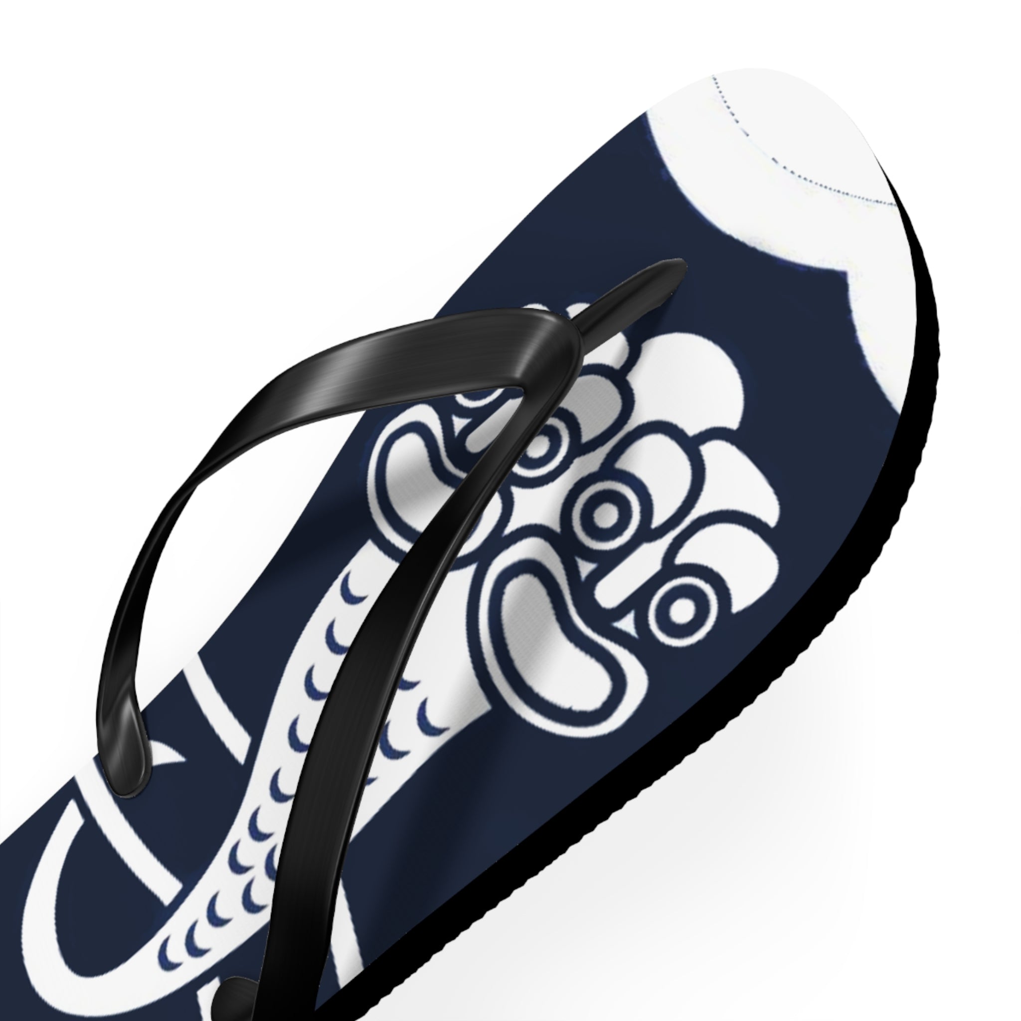 Navy Guardian Lion Flip Flops – Mythic Asian-Inspired Beach Sandals